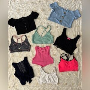 Hollister, Under Armour, Calvin Klein ❤️NINE (9) Women's Crop Tops & Sports Bras